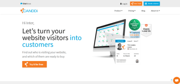 Website visitor identification software CANDDI