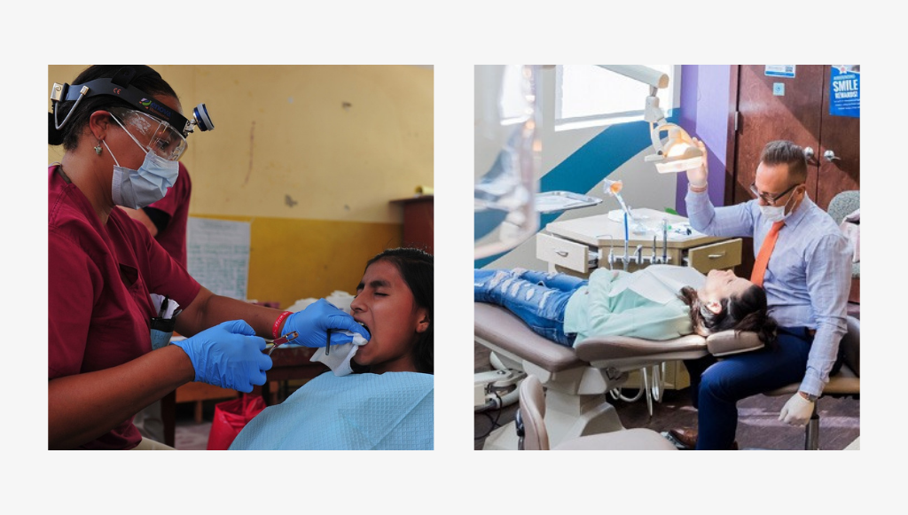 A stock photo versus a professional photo by Artonic of a dentist treating a patient