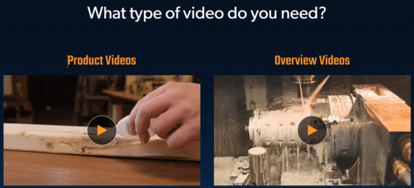 "What type of video do you need?" section of the Artonic website