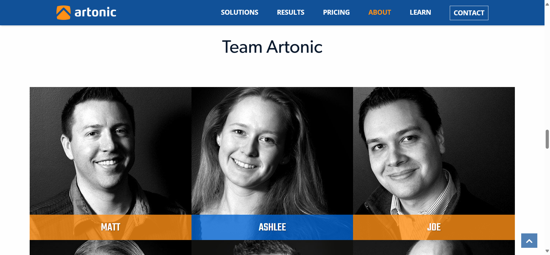 Artonic About Us page - Team Artonic section